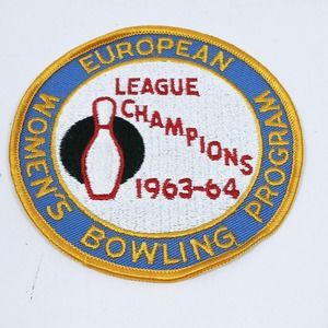 European Womens Bowling Program League Vtg Patch Champions 1963-64 (b4D)